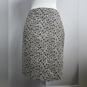 J. Crew Grey and Taupe Leaf Pattern Pencil Skirt - 2